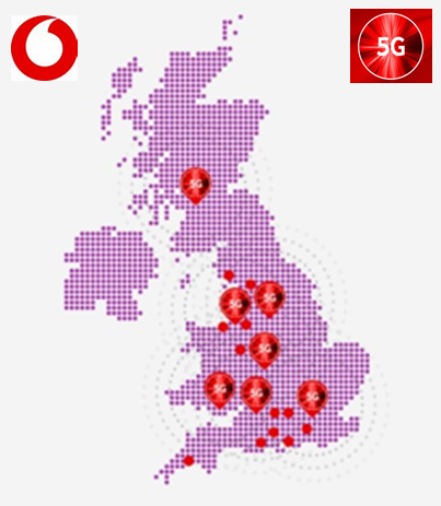 沃达丰5G在英国的覆盖范围